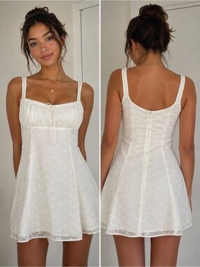 Astr White Eyelet Lace-Trim Chemise